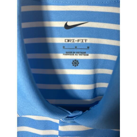 Nike Dri-Fit Light Blue and white‎ stripes  Golf Polo size Med. - Picture 3 of 4